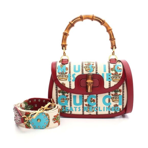 Gucci Handbags - Gucci Bamboo Canvas Leather Handbag